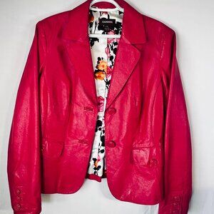 Danier Vintage‑Era  Fuchsia Leather Jacket – Tailored Fit, Floral Lining (M)
